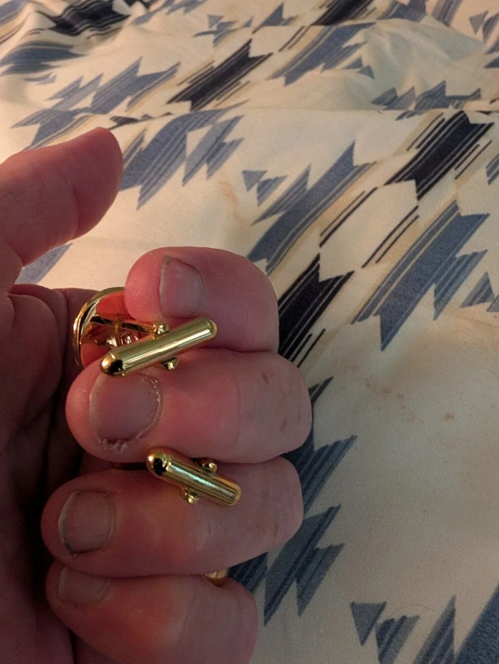 Vintage Gold-Tone Mother of Pearl Cufflinks And Tuxedo Button Set